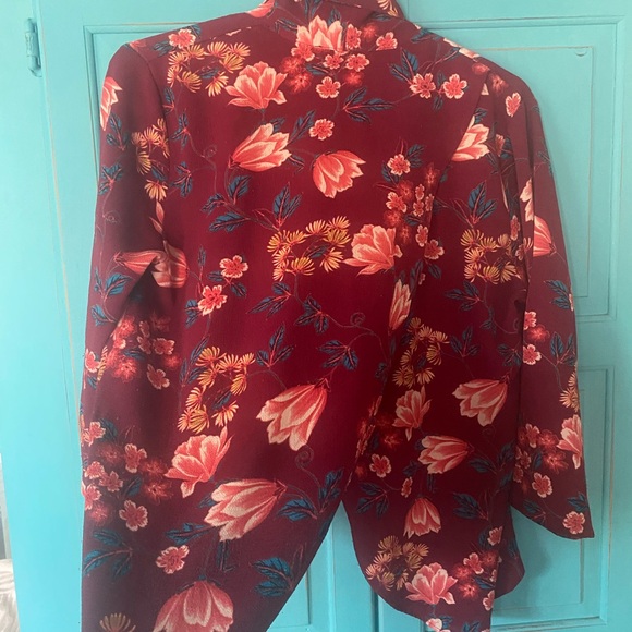 Kimono Jacket Split-Back Bracelet Length Sleeves Size Large Draped Collar - Picture 4 of 10